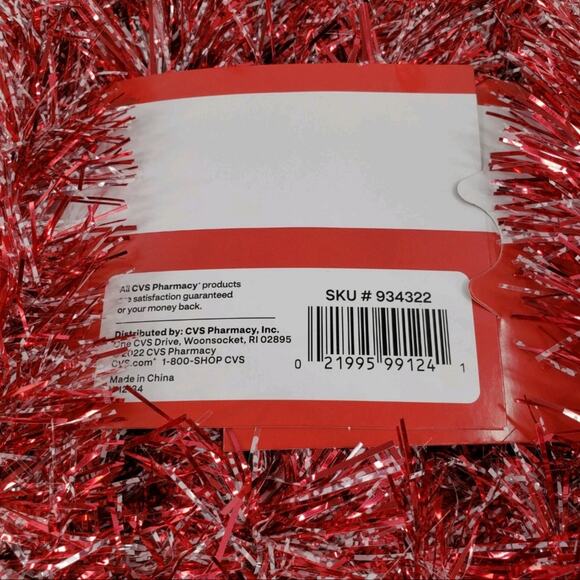 Red & White Silky Tinsel Garland Merry Brite 12ft Christmas Tree Holiday Decor - Picture 4 of 6